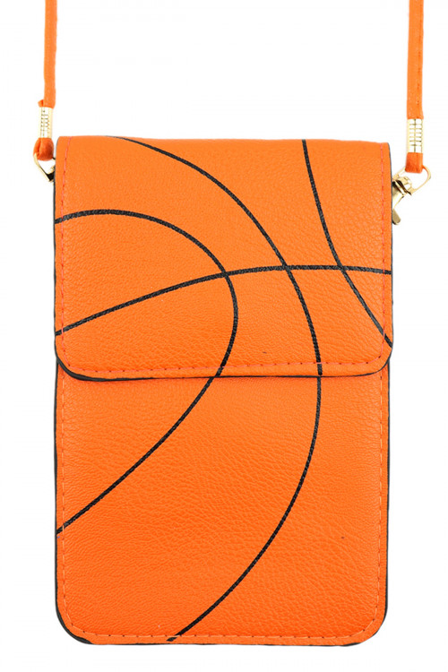 S3-6-5-MB0061 BASKETBALL CROSSBODY WITH CLEAR WINDOW CELLPHONE BAG/6PCS