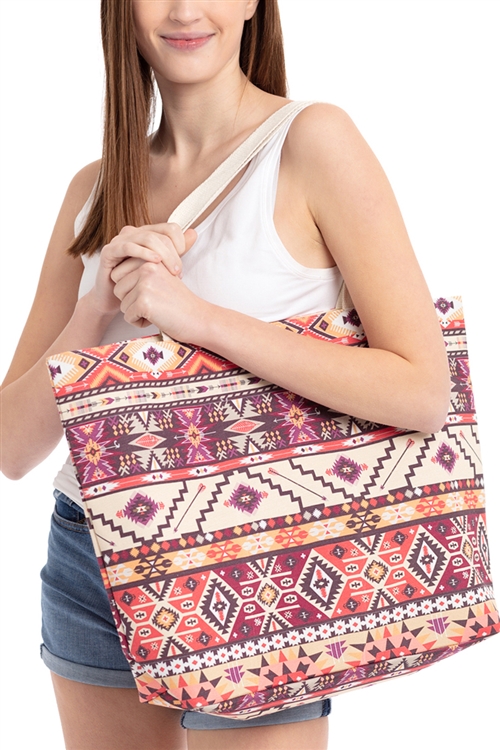 S28-9-2-MB0086 -  AZTEC PATTERN POUCH-RED/6PCS