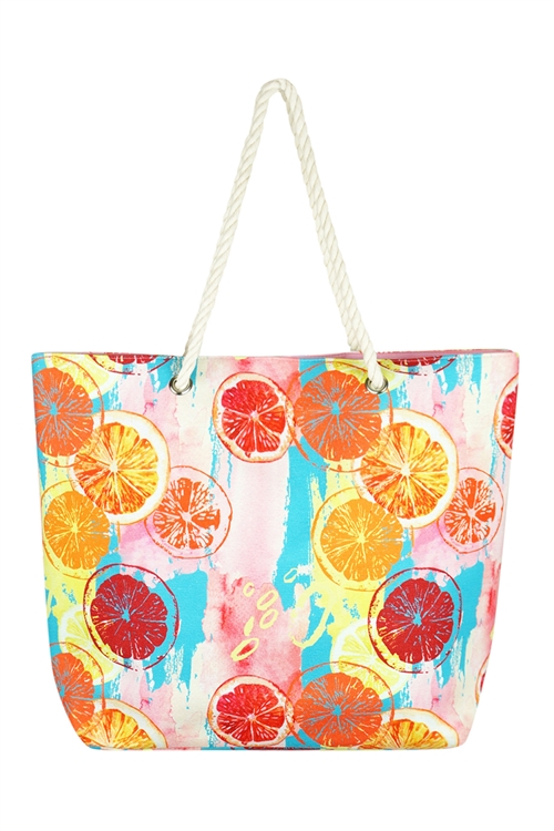 (DISCONTINUED)S30-1-1-MI-MB0093- SUMMER FRUITS BEACH BAG-MULTICOLOR/6PCS (NOW $4.50 ONLY!)