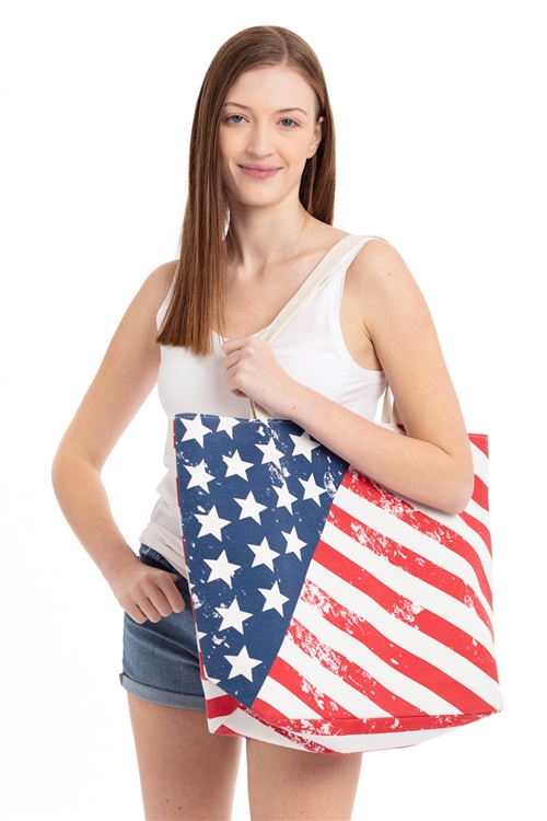 S30-1-1-MB0099- TROPICAL AMERICAN FLAG BEACH BAG/6PCS