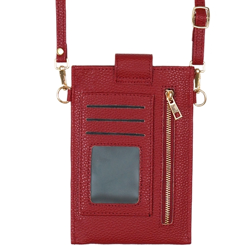 S24-3-1-MB0132BU - SOLID WALLET & PHONE CROSSBODY BAG BURGUNDY/6PCS(NOW $ 4.50 ONLY!)