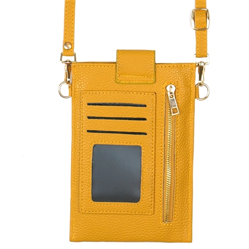 S30-1-1-MB0132MU - SOLID WALLET & PHONE CROSSBODY BAG MUSTARD/6PCS (NOW $3.25 ONLY!)