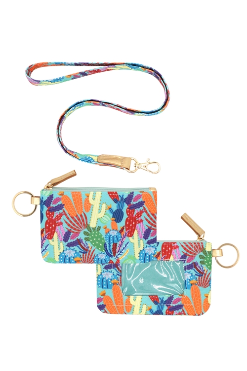 S30-1-1-MB0150 - CACTUS ID WALLET & DETACHABLE LANYARD - MULTICOLOR/6PCS