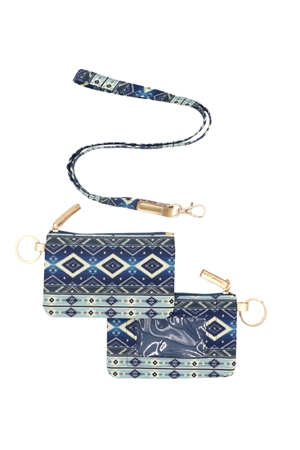 S30-1-1-MB0160NV - TRIBAL ID WALLET & DETACHABLE LANYARD - NAVY/6PCS