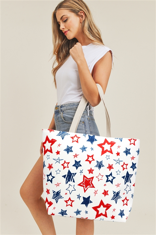 discontinued--S30-1-1-MB0163 - AMERICAN FLAG STAR TOTE BAG-USA/6PCS