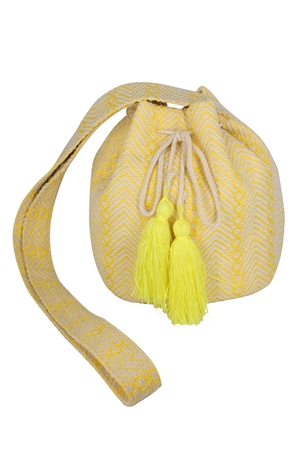 S30-1-1-MB0232-YE - GEOMETRIC PATTERN BUCKET BAG-YELLOW/PCS