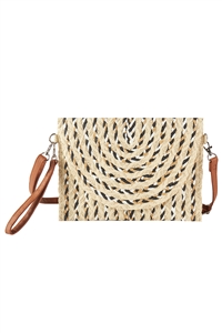 S30-1-1-MB0293 - MULTI COLOR STRAW CLUTCH & CROSSBODY BAG-BEIGE/6PCS