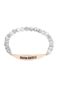 S1-2-2-MB7978HOW - SHOW GRACE NATURAL STONE STRETCH BRACELET-HOWLITE/1PC