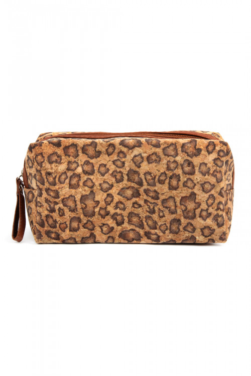 S3-5-3-MBG1109BR - LEOPARD CORK PRINTED COSMETIC BAG - BROWN/6PCS