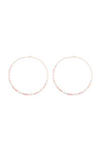 S1-2-3-ME0364PINK - TWO TONE GLASS SEED BEADS EARRINGS-PINK/1PC