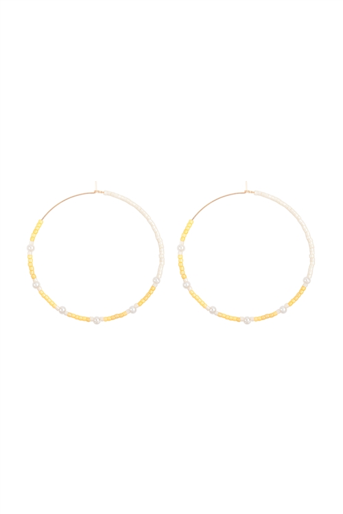 S1-2-3-ME0364YEL - TWO TONE GLASS SEED BEADS EARRINGS-YELLOW/1PC