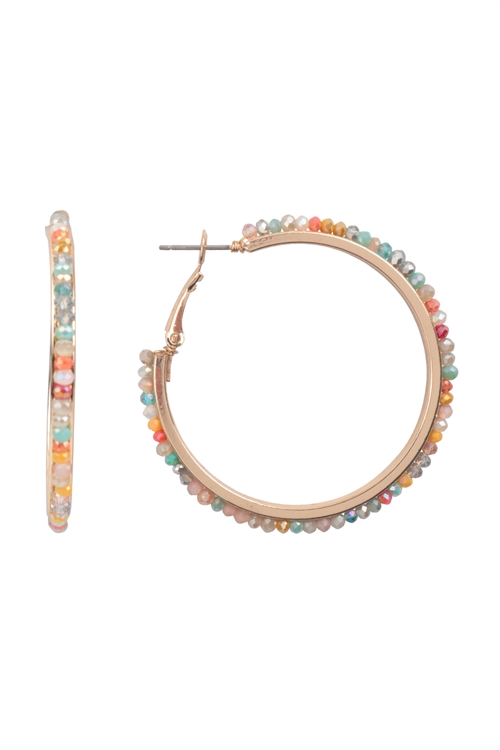 A2-1-4-ME0470MUL - BOHO PAVE RHINESTONE  HOOP EARRINGS-MULTICOLOR/1PC