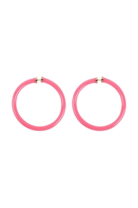 S19-8-3-ME0619NEONPINK - 2.25" TUBE JELLY  HOOP EARRINGS-NEON PINK/1PC