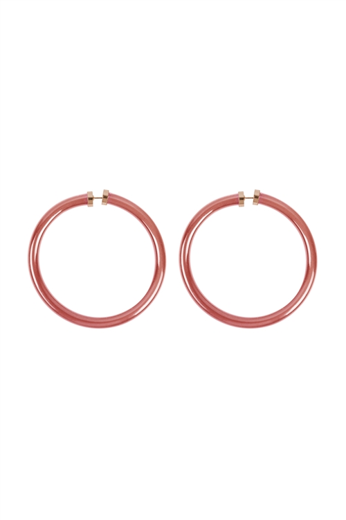 S19-8-3-ME0619RGD - 2.25" TUBE JELLY  HOOP EARRINGS-ROSE GOLD/1PC