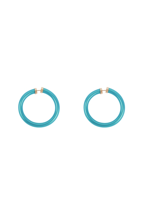 S1-6-2-ME0626BLU - 1.57" TUBE JELLY HOOP EARRINGS-BLUE/1PC