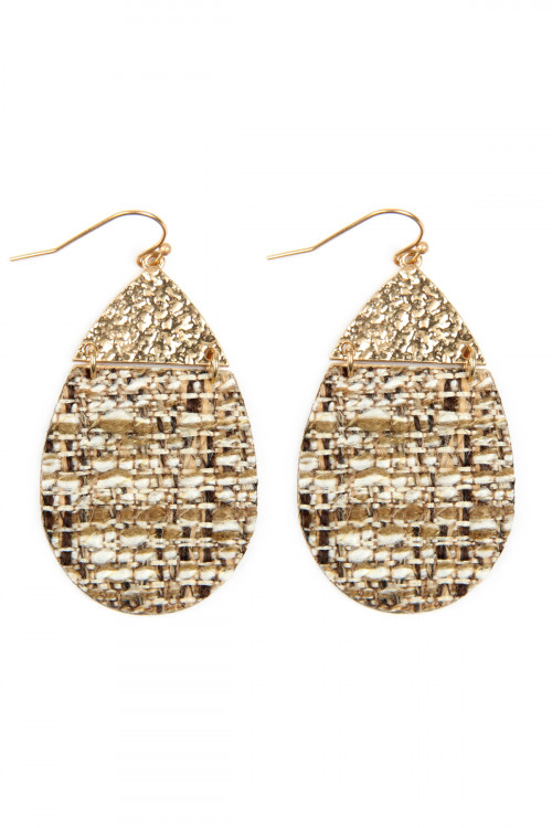 S25-7-5-ME10038WGBRW - TWEED CASTING EARRINGS - BROWN/1PC