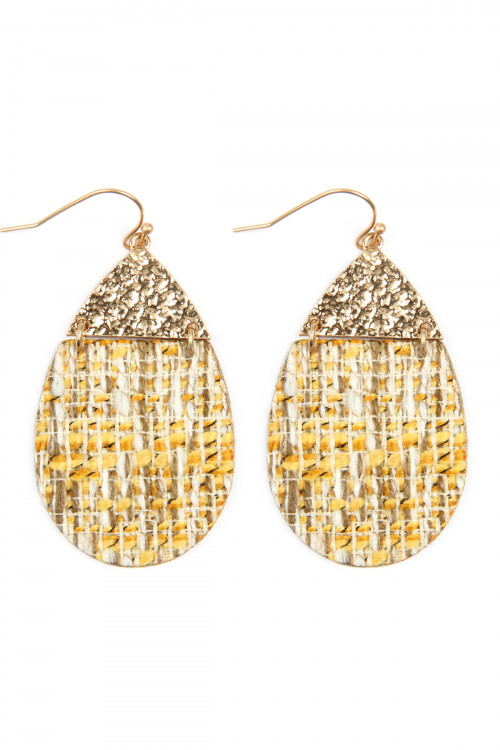 S25-7-5-ME10038WGMST - TWEED CASTING EARRINGS - MUSTARD/1PC (NOW $1.25 ONLY!)