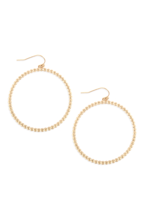 S22-11-5-ME10072WG - ROUND CAST HOOP HOOK EARRINGS - MATTE GOLD/6PAIRS