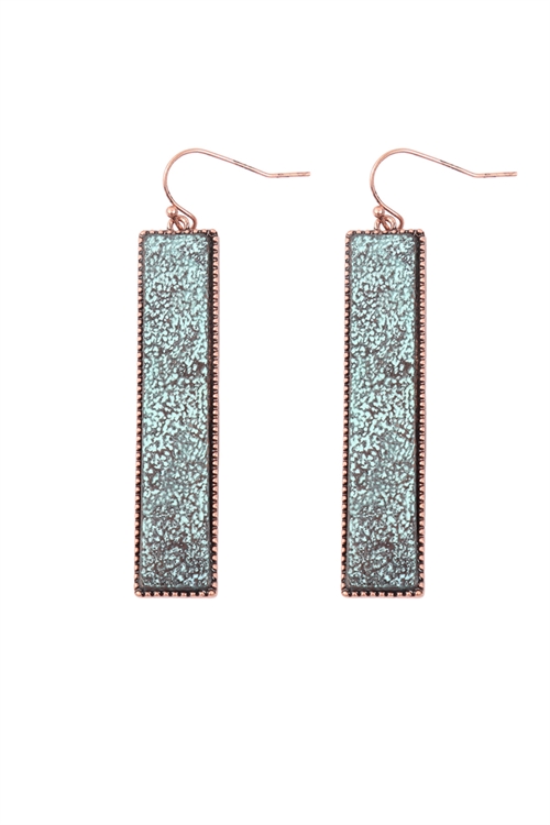 S22-11-5-S22-11-5-ME10088PAT - CAST TEXTURED FLAT BAR EARRINGS - TURQUOISE/6PAIRS