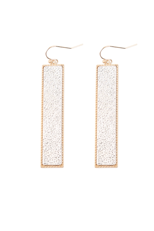 S22-11-5-ME10088WGWS - CAST TEXTURED FLAT BAR EARRINGS - MATTE GOLD MATTE SILVER/6PAIRS