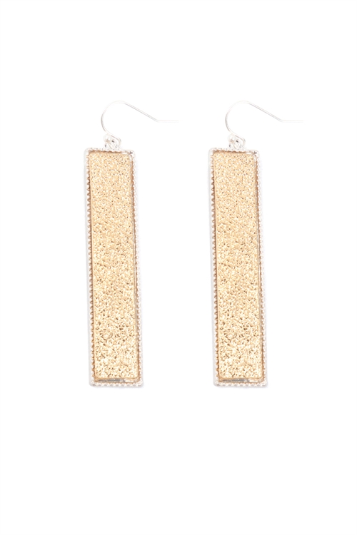 S22-11-5-ME10088WSWG - CAST TEXTURED FLAT BAR EARRINGS - MATTE SILVER MATTE GOLD/6PAIRS