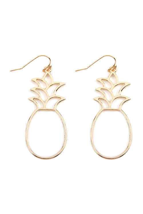 S22-11-5-ME10109GD - PINEAPPLE CAST DROP EARRINGS - GOLD/6PAIRS