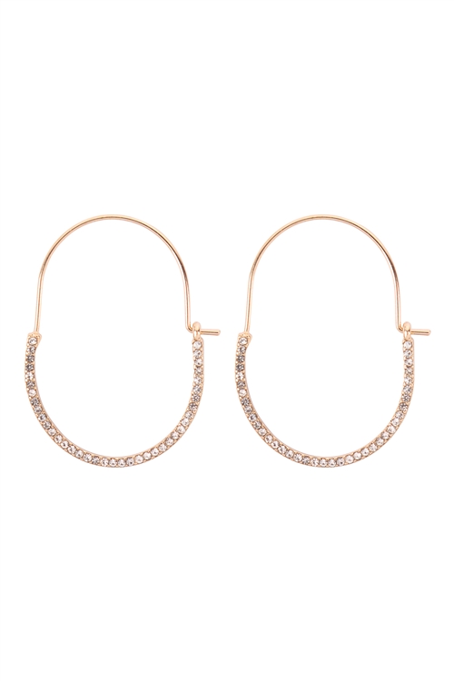 A2-3-5-ME10125GD-CRY - PAVE RHINESTONE HOOP EARRINGS - GOLD CRYSTAL/6PCS