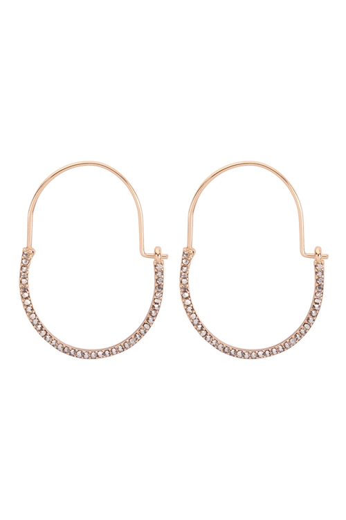 A2-3-5-ME10125GD-RD - PAVE RHINESTONE HOOP EARRINGS - GOLD SILVER/6PCS