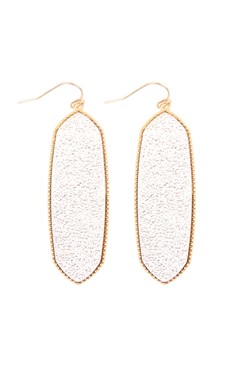 S22-11-5-ME10159WG-WS - CAST OVAL DROP EARRINGS -MATTE GOLD-MATTE SILVER/6PAIRS