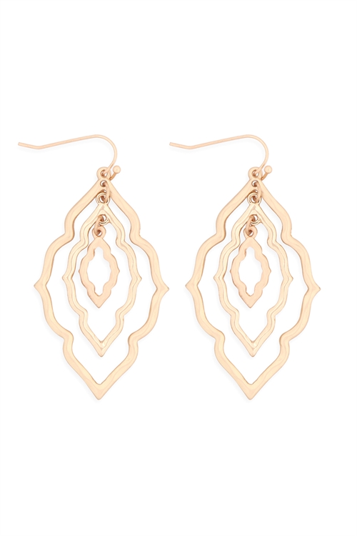 S17-12-4-ME10235MG-GD-MOROCCAN GRAIN LINK TWO TONE EARRINGS-MATTE GOLD-GOLD/1PC