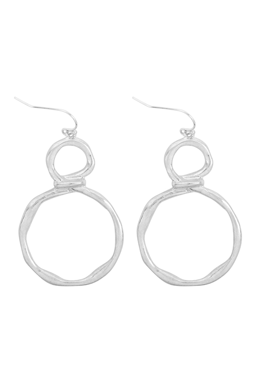 A2-1-3-ME10460WS - KNOT ROUND CAST FISH HOOK EARRINGS - MATTE SILVER/6PCS