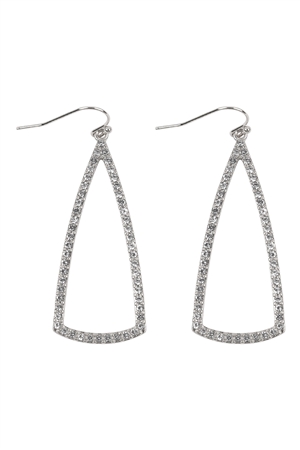 S1-6-2-ME10494RD - PAVE RHINESTONE TRIANGLE HOOK EARRINGS-SILVER/1PC