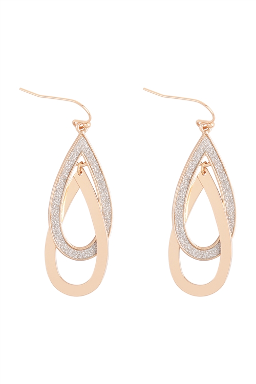 A2-3-3-ME10766GD - TEARDROP DANGLING SAND STICKER EARRINGS-GOLD/1PC