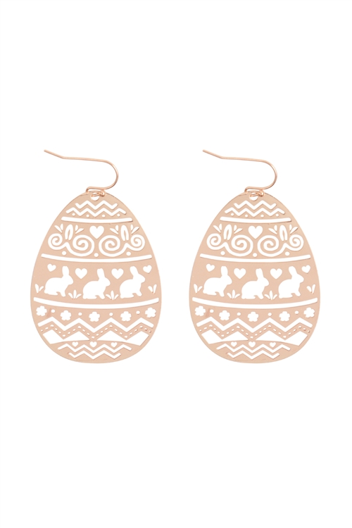 S1-3-1-ME10826GD - EASTER EGG FILIGREE LASER CUT EARRINGS-GOLD/6PCS