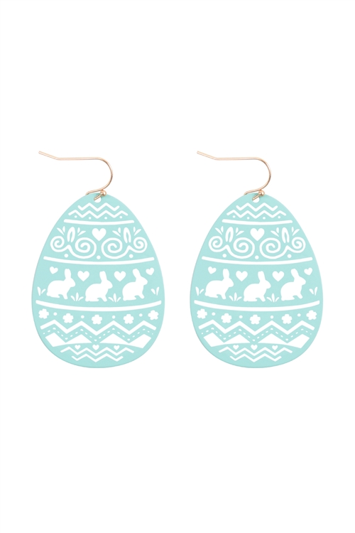 S1-3-1-ME10827LBU - EASTER EGG FILIGREE COLORED LASER CUT EARRINGS-LIGHT BLUE/1PC