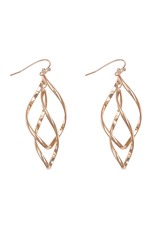 A1-1-5-ME10932GD - TWIST MOBILE LAYERED DROP HOOK EARRINGS-GOLD/1PC
