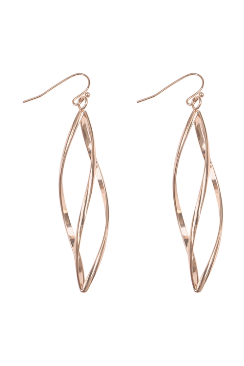 S7-6-2-ME10933GD - TWIST SIMPLE DROP HOOK EARRINGS-GOLD/1PC