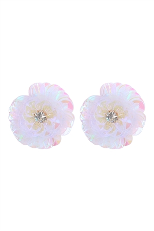 A1-2-5-ME10952AB - SEQUIN FLOWER RHINESTONE POST EARRINGS-AB/1PC