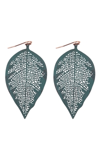 S1-2-1-ME11047PAT - FINE LEAF FILIGREE HOOK EARRINGS-TURQUOISE/1PC