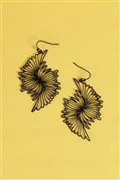 S4-4-5-ME11162BK - WING FILIGREE HOOK EARRINGS-BLACK/1PC