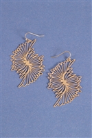 S4-4-5-ME11162MG - WING FILIGREE HOOK EARRINGS-MATTE GOLD/1PC