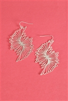 S4-4-5-ME11162MS - WING FILIGREE HOOK EARRINGS-MATTE SILVER/1PC