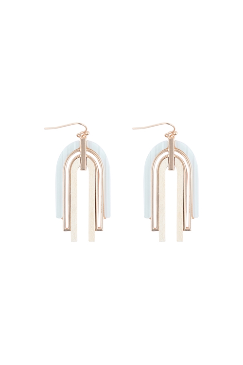 A1-1-2-ME20313CRM - WOOD WITH ACETATE ARCH EARRINGS-CREAM/6PCS