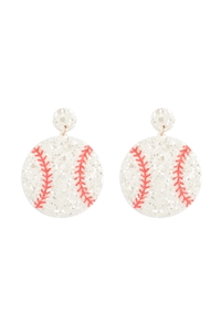 S1-7-4-ME20321BSB - BASEBALL GAMEDAY LEATHER GLITTER DROP EARRINGS/1PC