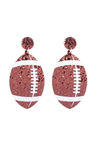 S1-7-4-ME20321FTB - FOOTBALL GAMEDAY LEATHER GLITTER DROP EARRINGS/1PC