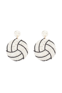 S1-7-4-ME20321VLB - VOLLEYBALL GAMEDAY LEATHER GLITTER DROP EARRINGS/1PC