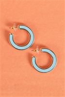 SA4-3-4-ME20705LBU - GLITTER FOAM HOOP EARRINGS-LIGHT BLUE/1PC