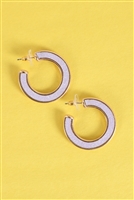 SA4-3-4-ME20705LVD - GLITTER FOAM HOOP EARRINGS-LAVENDER/1PC