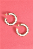 SA4-3-4-ME20705WHT - GLITTER FOAM HOOP EARRINGS-WHITE/1PC