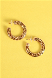 SA4-3-3-ME20706GD - GLITTER EPOXY HOOP POST EARRINGS-GOLD/1PC